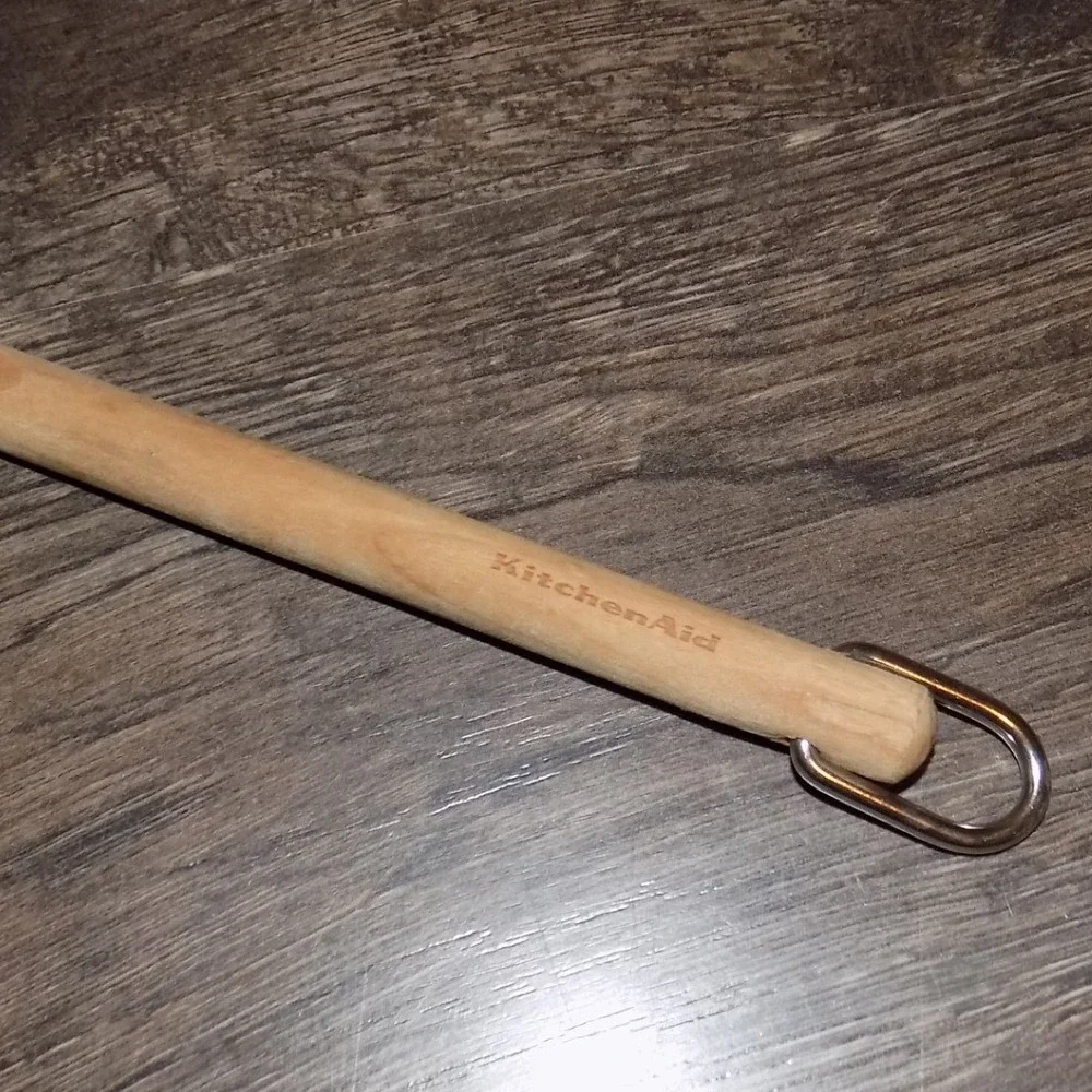 KitchenAid Silicone Spatula Kitchen Tool Green Wood Handle Hanging Loop